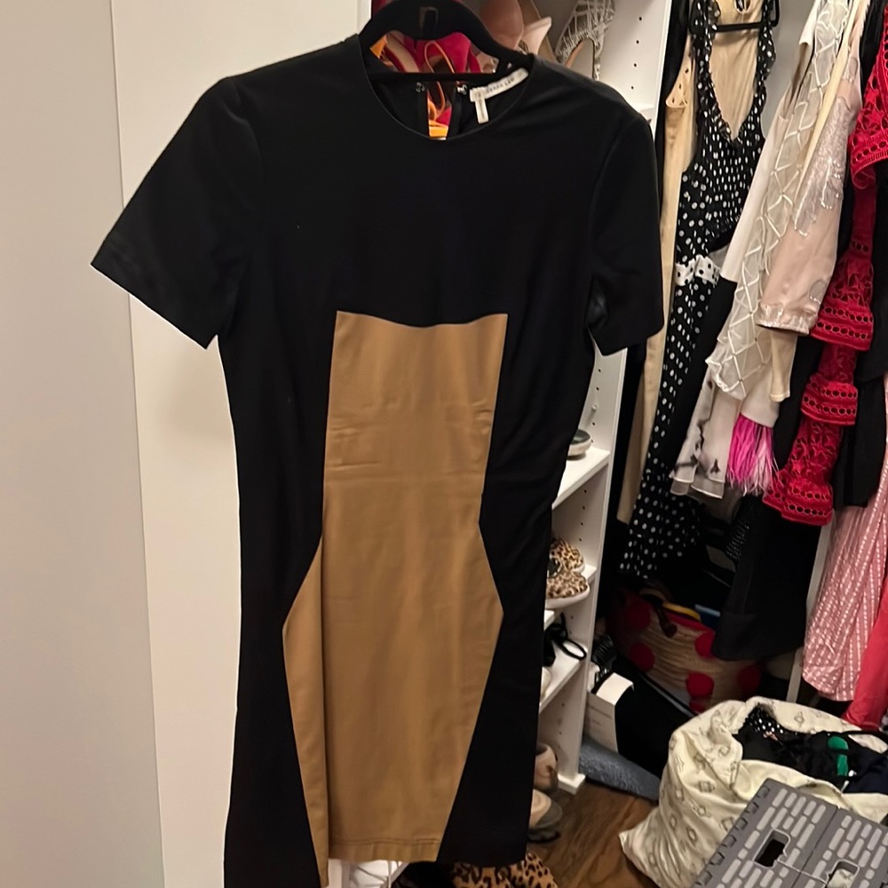 Derek Lam midi short sleeve color block dress